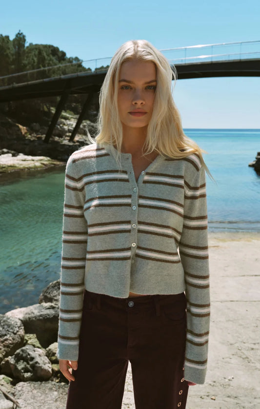 Medina Stripe Cardi- AQUA CLOUD