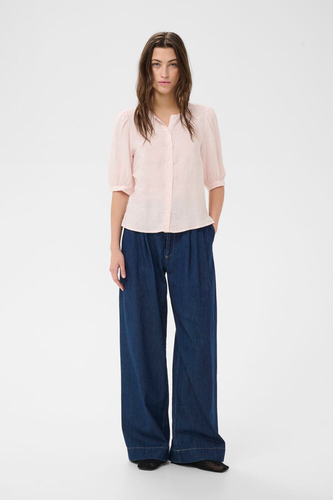 Azra Linen Blouse- PETAL PINK